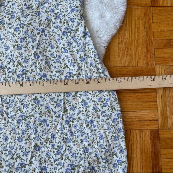 REFORMATION Tamra Dress Pixie Floral Blue White Size 4 Tie Waist Mini Pu… - Picture 13 of 13